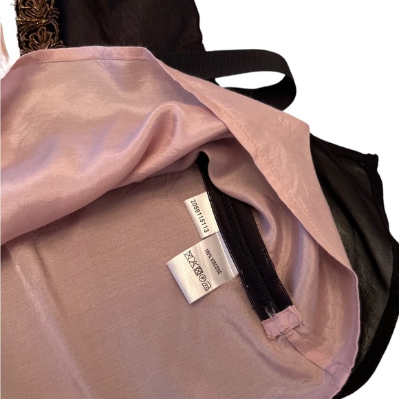 Night Birger et Mikkelsen Mauve & Black Sleeveless Blouse Beaded Tassels Sz 40 - Picture 12 of 13